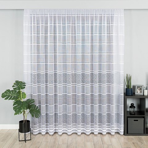 Firanka żakardowa ze wzorem pasowym, wys. 250cm, kolor szary 017834/000/049/000250/1 Firanka żakardowa ze wzorem pasowym, wys. 250cm, kolor szary 017834/000/049/000250/1