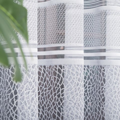 Firanka żakardowa ze wzorem pasowym, wys. 250cm, kolor szary 017834/000/049/000250/1 Firanka żakardowa ze wzorem pasowym, wys. 250cm, kolor szary 017834/000/049/000250/1