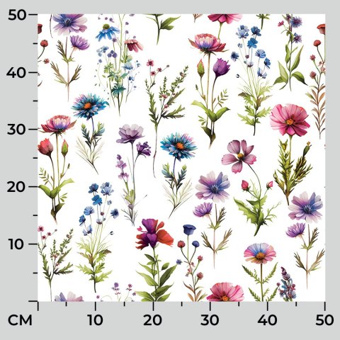 KWIATY POLNE Tkanina na zasłony MILAS, szer. 150cm, wielokolorowe D00129/MIL/001/150000/1