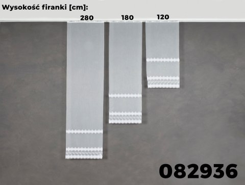 Firanka haftowana ze wzorem pasowym, wys. 280cm, kolor biały z błyskiem 082936/768/001/000280/1 Firanka haftowana ze wzorem pasowym, wys. 280cm, kolor biały z błyskiem 082936/768/001/000280/1