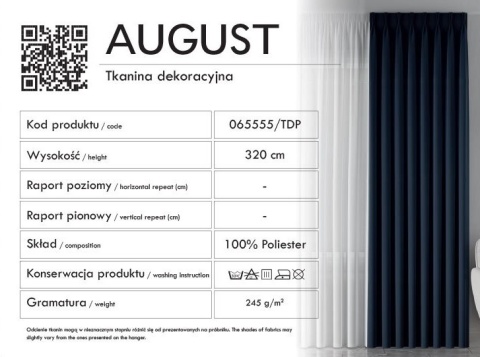 AUGUST Tkanina na zasłony, wys. 320cm, kolor 511 kremowy 065555/TDP/511/000320/1 AUGUST Tkanina na zasłony, wys. 320cm, kolor 511 kremowy 065555/TDP/511/000320/1
