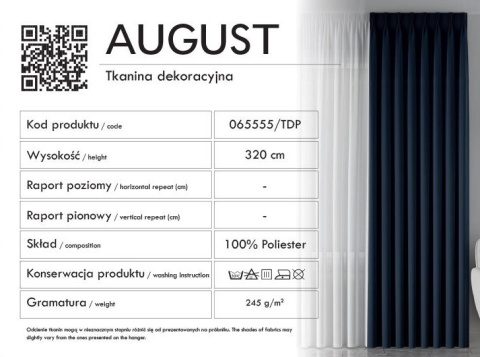 AUGUST Tkanina na zasłony, wys. 320cm, kolor 530 szmaragdowy zielony 065555/TDP/530/000320/1 AUGUST Tkanina na zasłony, wys. 320cm, kolor 530 szmaragdowy zielony 065555/TDP/530/000320/1