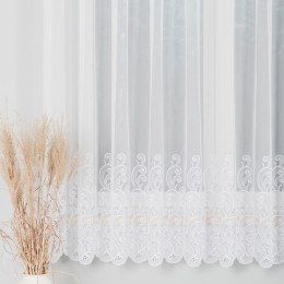 Firanka haftowana ze wzorem na samym dole, wys. 180cm, kolor biały 926122/000/001/000180/1