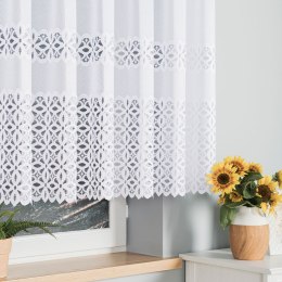 Firanka żakardowa ze wzorem pasowym, wys. 140cm, kolor biały 018869/000/001/000140/1