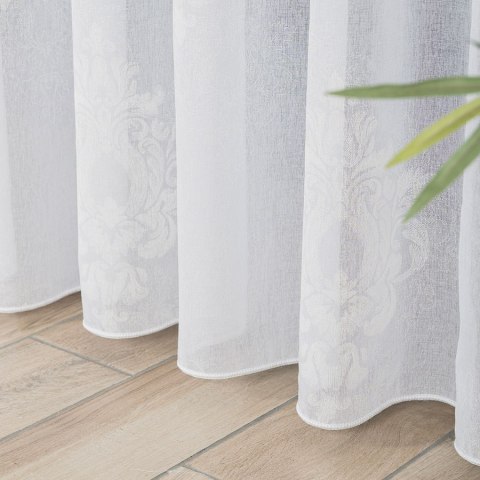 Firanka fantazyjna ze wzorem ornamentowym z ołowianką, wys. 290cm, kolor biały 100281/OLO/001/000290/1 Firanka fantazyjna ze wzorem ornamentowym z ołowianką, wys. 290cm, kolor biały 100281/OLO/001/000290/1