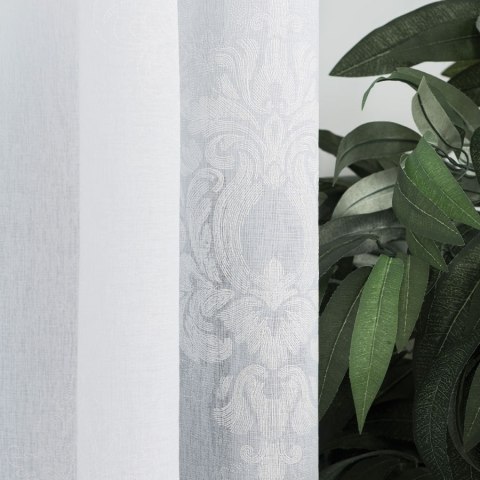 Firanka fantazyjna ze wzorem ornamentowym z ołowianką, wys. 290cm, kolor biały 100281/OLO/001/000290/1 Firanka fantazyjna ze wzorem ornamentowym z ołowianką, wys. 290cm, kolor biały 100281/OLO/001/000290/1
