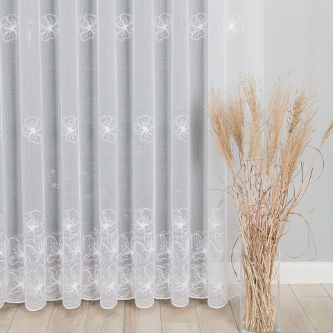 Firanka haftowana ze wzorem pasowym, wys. 280cm, kolor biały 051204/000/001/000280/1 Firanka haftowana ze wzorem pasowym, wys. 280cm, kolor biały 051204/000/001/000280/1