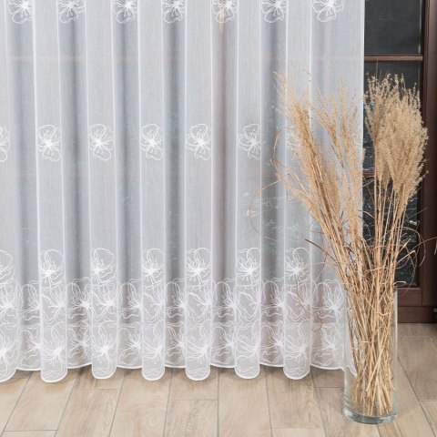 Firanka haftowana ze wzorem pasowym, wys. 280cm, kolor biały 051204/000/001/000280/1 Firanka haftowana ze wzorem pasowym, wys. 280cm, kolor biały 051204/000/001/000280/1