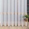 Firanka haftowana ze wzorem pasowym, wys. 280cm, kolor 004 biały ze złotym 112853/000/004/000280/1