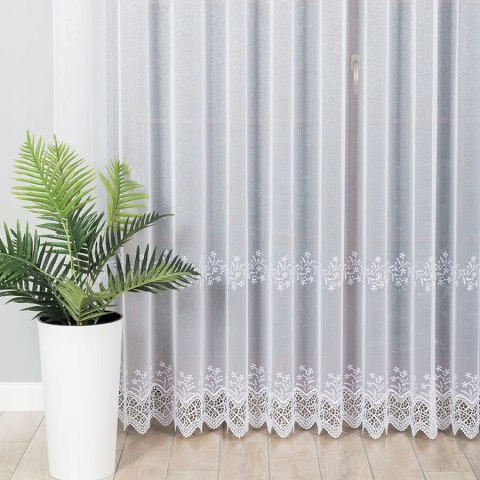 Firanka z aplikacją ze wzorem pasowym, wys. 280cm, kolor biały 112719/000/001/000280/1 Firanka z aplikacją ze wzorem pasowym, wys. 280cm, kolor biały 112719/000/001/000280/1