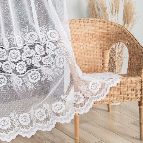 Firanka żakardowa ze wzorem pasowym, wys. 250cm, kolor biały 044136/000/001/000250/1