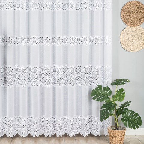 Firanka żakardowa ze wzorem pasowym, wys. 250cm, kolor biały 107835/000/001/000250/1 Firanka żakardowa ze wzorem pasowym, wys. 250cm, kolor biały 107835/000/001/000250/1