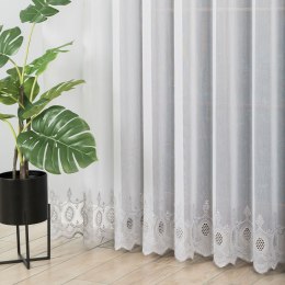 Firanka haftowana ze wzorem na samym dole, wys. 280cm, kolor 002 biały z szarym 123946/768/002/000280/1