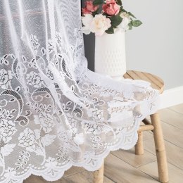 Firanka żakardowa ze wzorem pasowym, wys. 250cm, kolor biały 638085/000/001/000250/1