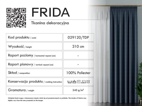 FRIDA Tkanina na zasłony dwustronna, wys. 310cm, kolor 007 rdzawy 029120/TDP/007/000310/1 FRIDA Tkanina na zasłony dwustronna, wys. 310cm, kolor 007 rdzawy 029120/TDP/007/000310/1