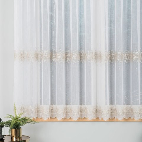 Firanka haftowana ze wzorem pasowym, wys. 160cm, kolor 004 biały ze złotym 112853/000/004/000160/1 Firanka haftowana ze wzorem pasowym, wys. 160cm, kolor 004 biały ze złotym 112853/000/004/000160/1