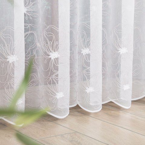 Firanka haftowana ze wzorem pasowym, wys. 280cm, kolor 002 biały z szarym 051204/000/002/000280/1 Firanka haftowana ze wzorem pasowym, wys. 280cm, kolor 002 biały z szarym 051204/000/002/000280/1