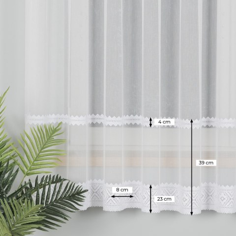 Firanka haftowana ze wzorem pasowym, wys. 180cm, kolor biały 127111/768/001/000180/1 Firanka haftowana ze wzorem pasowym, wys. 180cm, kolor biały 127111/768/001/000180/1