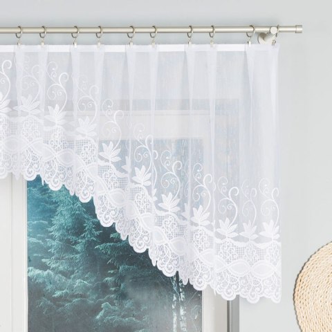JOWITA Firanka żakardowa gotowa ze wzorem pasowym, 80x300cm, kolor biały 018960/FBL/001/300080/1 JOWITA Firanka żakardowa gotowa ze wzorem pasowym, 80x300cm, kolor biały 018960/FBL/001/300080/1