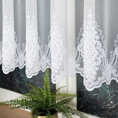 Firanka siateczka, haftowana, wys. 120cm, kolor biały 241750/885/001/000120/1 Firanka siateczka, haftowana, wys. 120cm, kolor biały 241750/885/001/000120/1