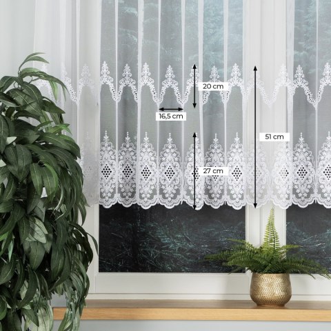 Firanka siateczka, haftowana, wys. 120cm, kolor biały 241750/885/001/000120/1 Firanka siateczka, haftowana, wys. 120cm, kolor biały 241750/885/001/000120/1