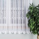 Firanka żakardowa ze wzorem pasowym, wys. 180cm, kolor biały 638085/000/001/000180/1