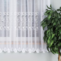 Firanka żakardowa ze wzorem pasowym, wys. 180cm, kolor biały 638085/000/001/000180/1
