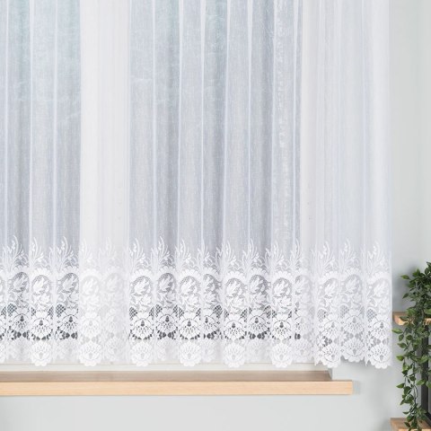 Firanka żakardowa ze wzorem na samym dole, wys. 160cm, kolor biały 018864/000/001/000160/1