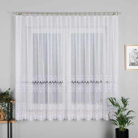 Firanka z aplikacją na markizecie, pasowa, wys. 160cm, kolor biały 008103/433/001/000160/1 Firanka z aplikacją na markizecie, pasowa, wys. 160cm, kolor biały 008103/433/001/000160/1
