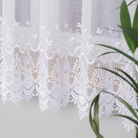 Firanka z aplikacją na markizecie, pasowa, wys. 160cm, kolor biały 008103/433/001/000160/1 Firanka z aplikacją na markizecie, pasowa, wys. 160cm, kolor biały 008103/433/001/000160/1