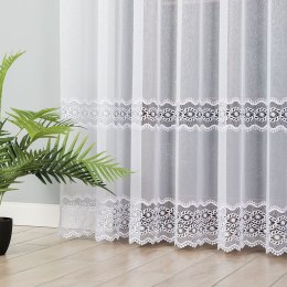Firanka z aplikacją na markizecie, pasowa, wys. 250cm, kolor biały 009304/433/001/000250/1
