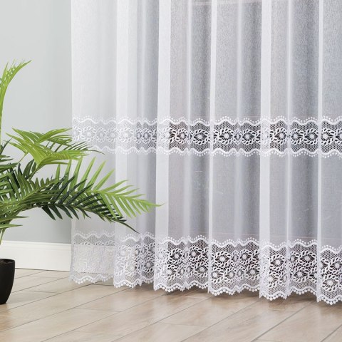 Firanka z aplikacją na markizecie, pasowa, wys. 250cm, kolor biały 009304/433/001/000250/1 Firanka z aplikacją na markizecie, pasowa, wys. 250cm, kolor biały 009304/433/001/000250/1