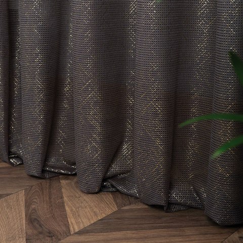 Firanka z ołowianką, wys. 300cm, kolor ciemny szary ze złotym 351828/OLO/006/000300/1 Firanka z ołowianką, wys. 300cm, kolor ciemny szary ze złotym 351828/OLO/006/000300/1