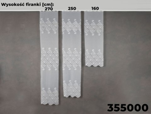 Firanka żakardowa ze wzorem pasowym, wys. 250cm, kolor biały 355000/000/001/000250/1 Firanka żakardowa ze wzorem pasowym, wys. 250cm, kolor biały 355000/000/001/000250/1