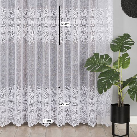 Firanka żakardowa ze wzorem pasowym, wys. 250cm, kolor biały 358690/000/001/000250/1 Firanka żakardowa ze wzorem pasowym, wys. 250cm, kolor biały 358690/000/001/000250/1