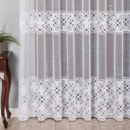 Firanka żakardowa ze wzorem pasowym, wys. 250cm, kolor biały 358700/000/001/000250/1