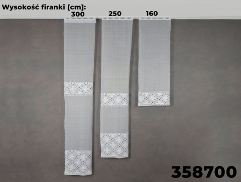 Firanka żakardowa ze wzorem pasowym, wys. 300cm, kolor biały 358700/000/001/000300/1 Firanka żakardowa ze wzorem pasowym, wys. 300cm, kolor biały 358700/000/001/000300/1