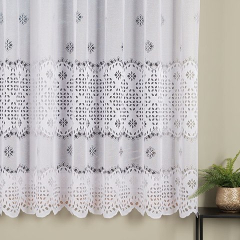 Firanka żakardowa ze wzorem pasowym, wys. 170cm, kolor biały 018999/000/001/000170/1 Firanka żakardowa ze wzorem pasowym, wys. 170cm, kolor biały 018999/000/001/000170/1