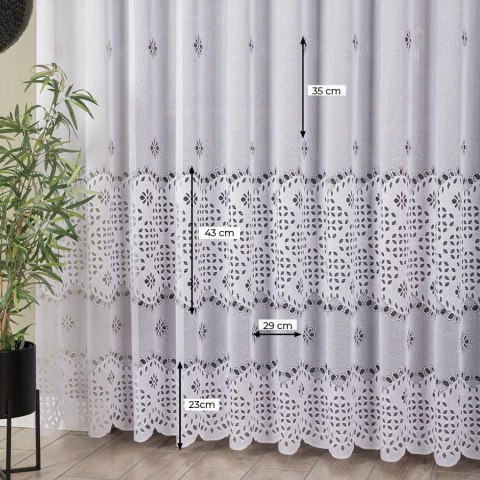 Firanka żakardowa ze wzorem pasowym, wys. 250cm, kolor biały 018999/000/001/000250/1 Firanka żakardowa ze wzorem pasowym, wys. 250cm, kolor biały 018999/000/001/000250/1