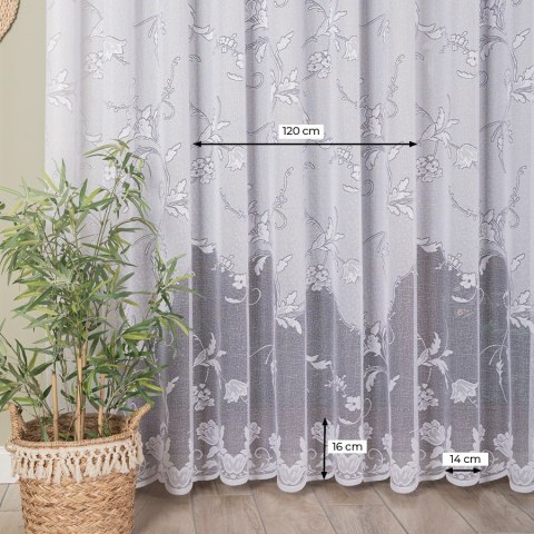 Firanka żakardowa ze wzorem po całości wys. 230cm, kolor biały 023418/000/001/000230/1 Firanka żakardowa ze wzorem po całości wys. 230cm, kolor biały 023418/000/001/000230/1