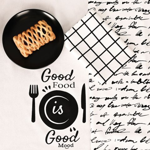 GOOD FOOD GOOD MOOD Komplet 3 ścierek kuchennych, 40x60cm S00014/SCI/001/040060/1 GOOD FOOD GOOD MOOD Komplet 3 ścierek kuchennych, 40x60cm S00014/SCI/001/040060/1
