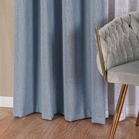 SUPER BLACKOUT Zasłona gotowa na przelotkach, 230x140cm, kolor 019 niebieski TD0022/ZGP/019/140230/1