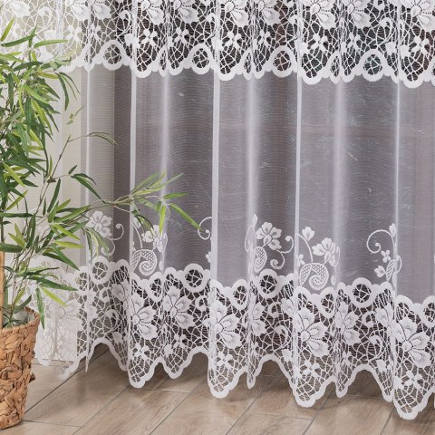 Firanka żakardowa ze wzorem pasowym, wys. 250cm, kolor biały 015286/000/001/000250/1 Firanka żakardowa ze wzorem pasowym, wys. 250cm, kolor biały 015286/000/001/000250/1