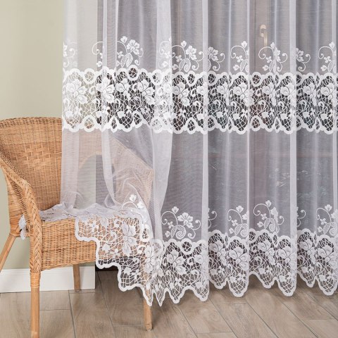 Firanka żakardowa ze wzorem pasowym, wys. 250cm, kolor biały 015286/000/001/000250/1 Firanka żakardowa ze wzorem pasowym, wys. 250cm, kolor biały 015286/000/001/000250/1