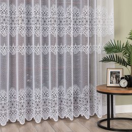 Firanka żakardowa ze wzorem pasowym, wys. 250cm, kolor biały 044117/000/001/000250/1