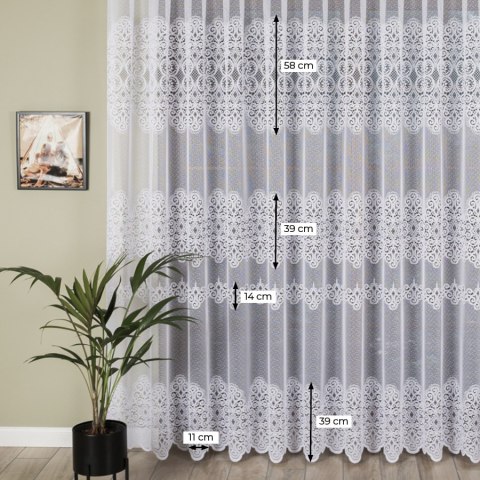 Firanka żakardowa ze wzorem pasowym, wys. 250cm, kolor biały 044117/000/001/000250/1 Firanka żakardowa ze wzorem pasowym, wys. 250cm, kolor biały 044117/000/001/000250/1
