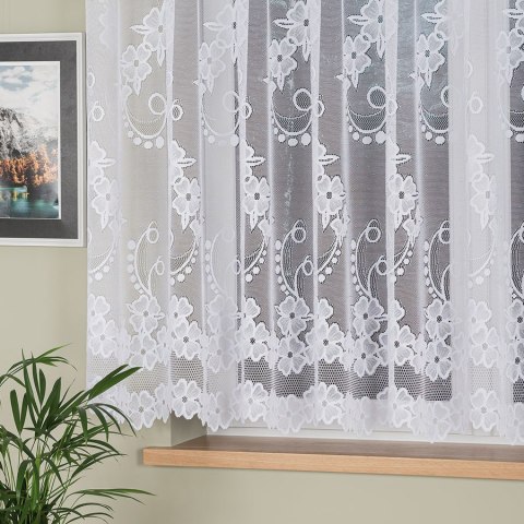 Firanka żakardowa ze wzorem pasowym, wys. 160cm, kolor biały 044267/000/001/000160/1 Firanka żakardowa ze wzorem pasowym, wys. 160cm, kolor biały 044267/000/001/000160/1
