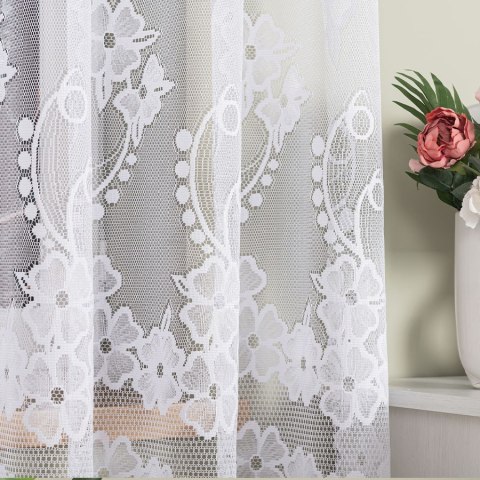 Firanka żakardowa ze wzorem pasowym, wys. 180cm, kolor biały 044267/000/001/000180/1 Firanka żakardowa ze wzorem pasowym, wys. 180cm, kolor biały 044267/000/001/000180/1