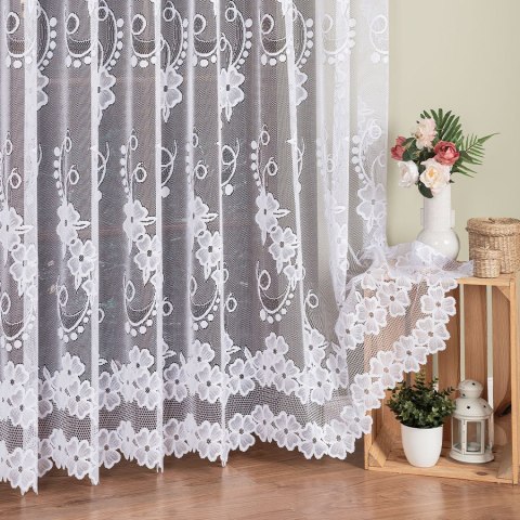 Firanka żakardowa ze wzorem pasowym, wys. 250cm, kolor biały 044267/000/001/000250/1 Firanka żakardowa ze wzorem pasowym, wys. 250cm, kolor biały 044267/000/001/000250/1