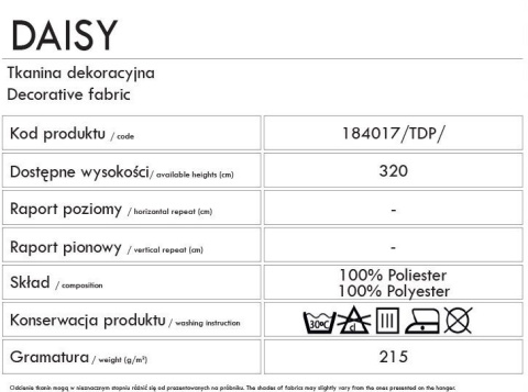 DAISY Tkanina na zasłony, wys. 320cm, kolor 013 ciemno szary 184017/TDP/013/000320/1 DAISY Tkanina na zasłony, wys. 320cm, kolor 013 ciemno szary 184017/TDP/013/000320/1
